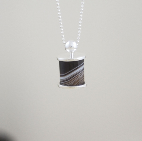 Sautoir pierre et Argent pièce unique Agate & Velours bijouterie Lyon